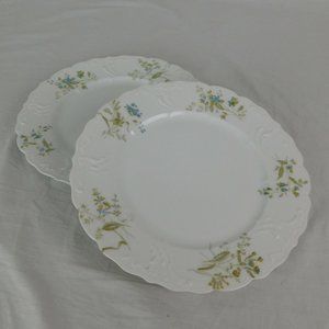 M Redon Limoges 5069 Blue Flowers Dinner Plate Set of 2 Fine China France